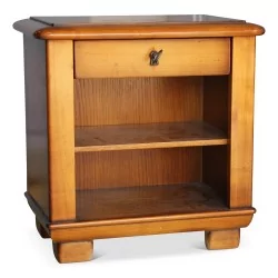 Pair of "Richelieu" bedside tables in cherry wood.