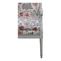 Louis-XVI-Sessel mit quadratischer Rückenlehne, bezogen mit "Braguenié"-Stoff