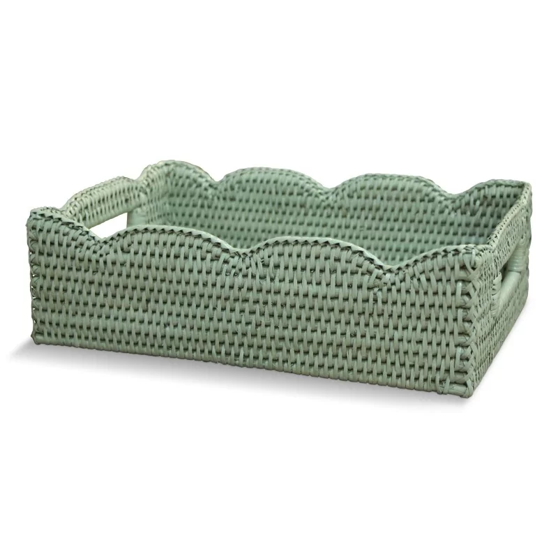 Panier rectangle en rotin, coloris vert. - Moinat - Accessoires de décoration Panier rectangle en rotin, coloris vert. - Moinat - Accessoires de décoration