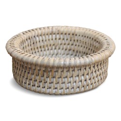 Dessous de bouteille en rotin, coloris blanc