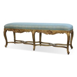 Regency style bench in gilded wood, \"Cresson\" model. Seat height: 60 cm