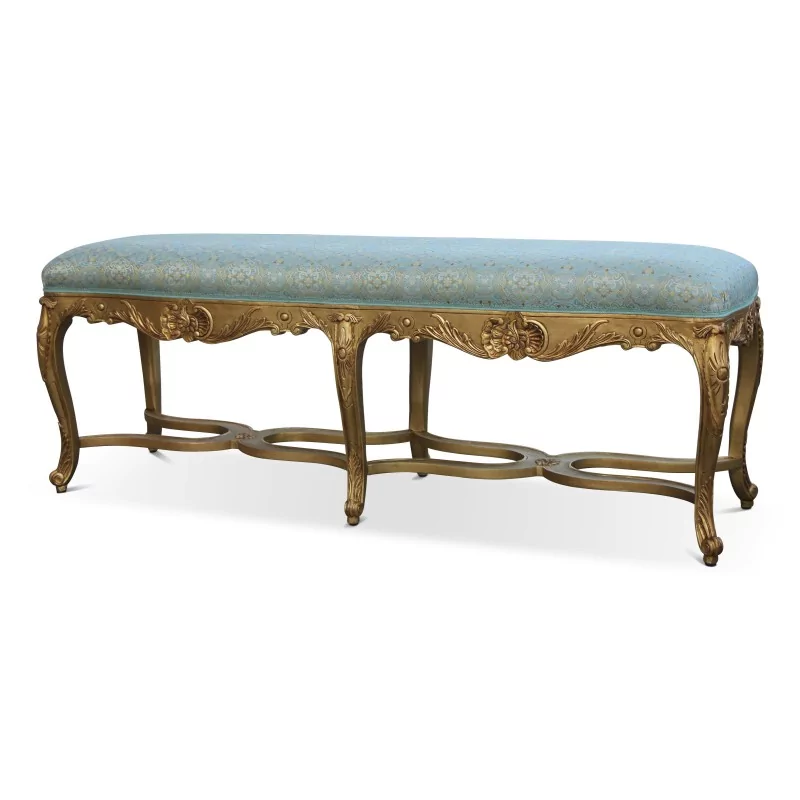Banquette Régence bois doré, modèle "Cresson". Hauteur assise : 60 cm - Moinat - Tabourets, Banquettes, Poufs