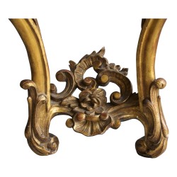 Regency-Konsole im Rokokostil aus reich verziertem, vergoldetem Holz mit Marmorplatte