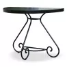 Table demi lune, plateau en fer noir et piétement fer forgé. - Moinat - Tables à jeux, Tables d échangeur