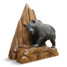 Resin sculpture \"bear and mountain\" on a fir wood base. - Moinat - Decorating accessories