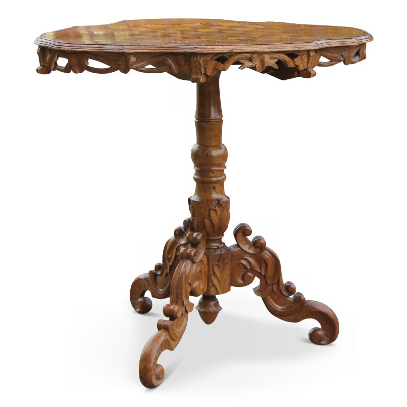Brienz games table, richly inlaid with a tripod base. - Moinat - Tables à jeux, Tables d échangeur