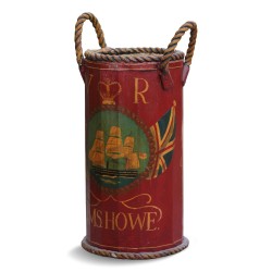 Roter dekorativer Schirmständer. Englisch.