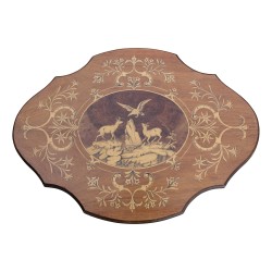 Brienz table, richly inlaid, tripod.