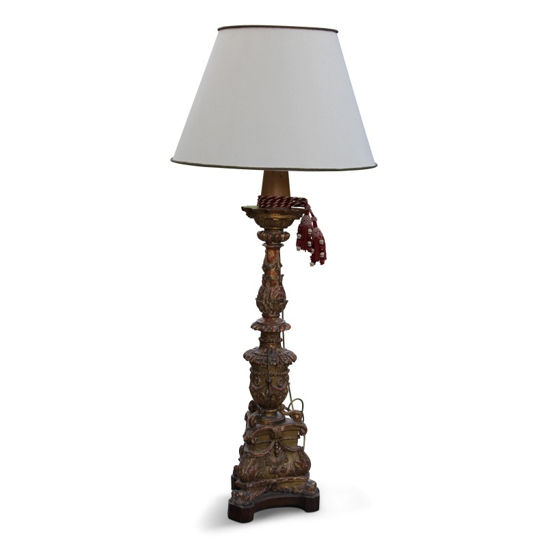 Богато украшенный резьбой, позолоченный деревянный светильник-торшер. Италия. - Moinat - Торшеры