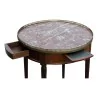 Louis XVI style mahogany table, marble top with satin bronze gallery. - Moinat - End tables, Bouillotte tables, Bedside tables, Pedestal tables