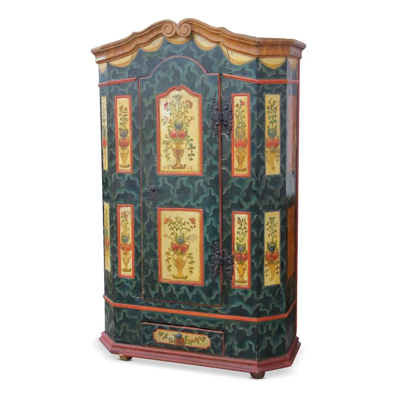 Cabinet painted with floral decoration in Baroque style. Switzerland. - Moinat - Cupboards, wardrobes