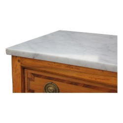 Louis XVI mahogany secretary desk with a white marble top.