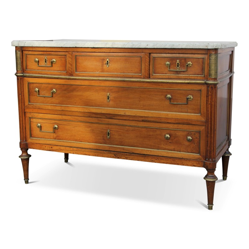 Louis XVI style mahogany commode adorned with bronze. Marble top. 5 drawers. - Moinat - Chests of drawers, Commodes, Chifonnier, Chest of 7 drawers Louis XVI style mahogany commode adorned with bronze. Marble top. 5 drawers. - Moinat - Chests of drawers, Commodes, Chifonnier, Chest of 7 drawers