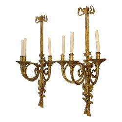 Pair of \"Hunting Horns\" wall lights, Lavigne model.