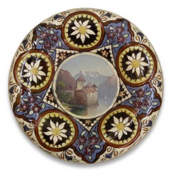 \"Chillon Castle\" plate in Vieux Thun porcelain.