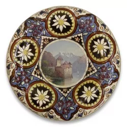 "Chillon Castle" plate in Vieux Thun porcelain.