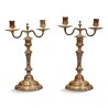 Paire de chandelier en bronze argenté. - Moinat - Bougeoirs, Chandeliers