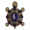 Tortue en argent ornée de pierre bleu. - Moinat - Argenterie
