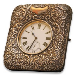 Montre de poche "Oignon" avec son coffret de voyage en argent.