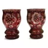 Pair of Bohemian crystal glasses. - Moinat - Decorating accessories