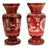 Pair of Bohemian crystal vases. - Moinat - Decorating accessories