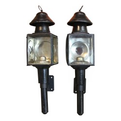 Pair of "Carèche" lanterns with wall bracket.