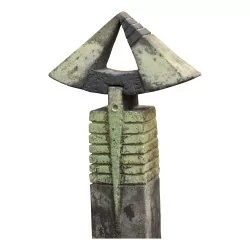 Japanese ceramic statue (Raku). Illegible signature.