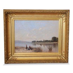 Картина «Рыбак и девушка» подписана Альфредом Дюмоном (1828–1894).