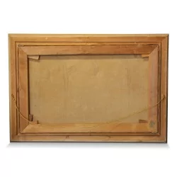 Painting "View of Lavaux, the lake and the pre-alps" signed Albert Duplain (1890-1978).