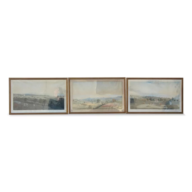 Set of 3 watercolors, from Château Charrière de Severy. - Moinat - Painting - Landscape