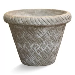 Terracotta plant pot, grey colour.