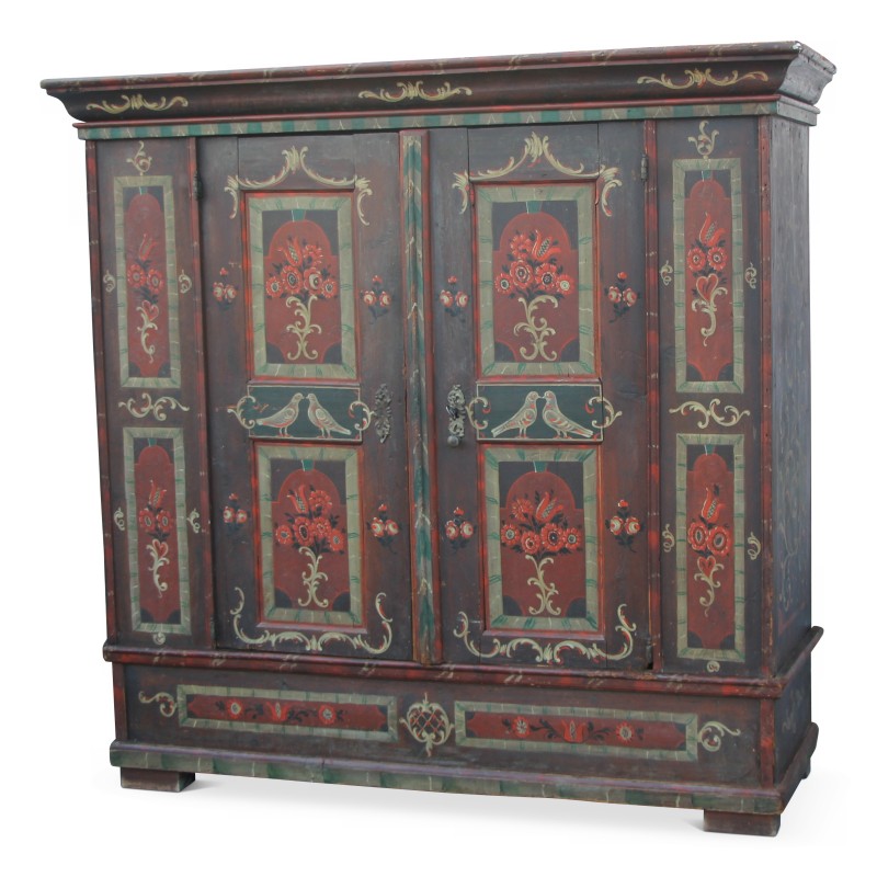 Armoire "Appenzell" en bois polychrome, décor "fleurs et oiseaux" - Moinat - Cupboards, wardrobes