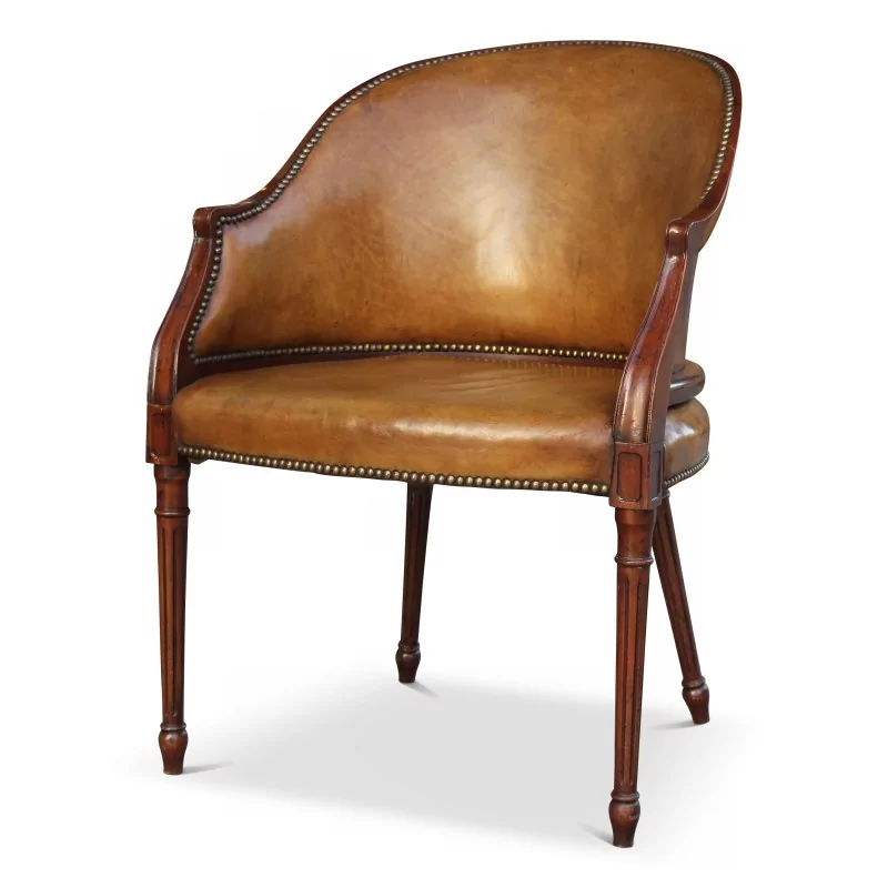 Fauteuil "RBC" de style Regency en acajou recouvert de cuir. Anglais. - Moinat - Fauteuils
