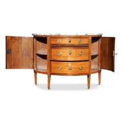 Commode demi lune Louis XVI en bois de rose dans le goût de "Vassou".