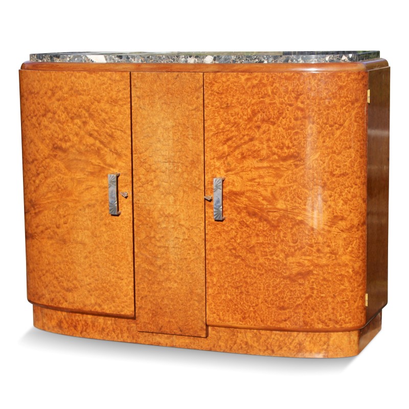 Buffet Art -Déco dans le goût de \"Ruhlman\" en ronce de noyer, montée sur chêne. - Moinat - Buffet, Bars, Sideboards, Dressers, Chests, Enfilades