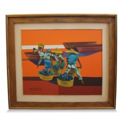 Tableau \"Harvest\" de Oscar Zalameda (1930 - 2010).