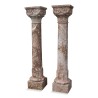 Paire de colonnes en marbre rose avec chapiteaux Romain. - Moinat - Colonnes, Torchères, Nubiens