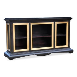 Paire de meubles d appui design Gérard Bach, laqué noire et moulure crème.