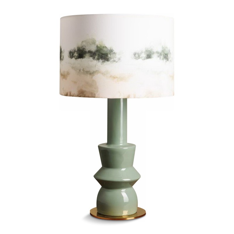 Lampe "Paysage" laquée vert. - Moinat - Table lamps