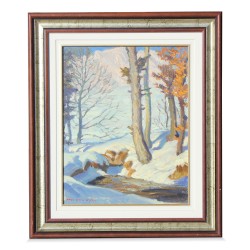 Huile sur toile "la forêt enneigée" de Paul - Emile Wyss (1888 - 1987).