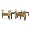 Pair of Louis XVI bronze Directoire andirons. - Moinat - Firedogs, Andirons