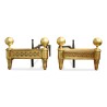 Pair of Louis XVI bronze Directoire andirons. - Moinat - Firedogs, Andirons