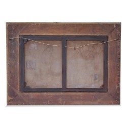 Tableau "Vignobles de Lavaux sur le lac Léman" signé Nathanaël Lemaître (1810-1884).