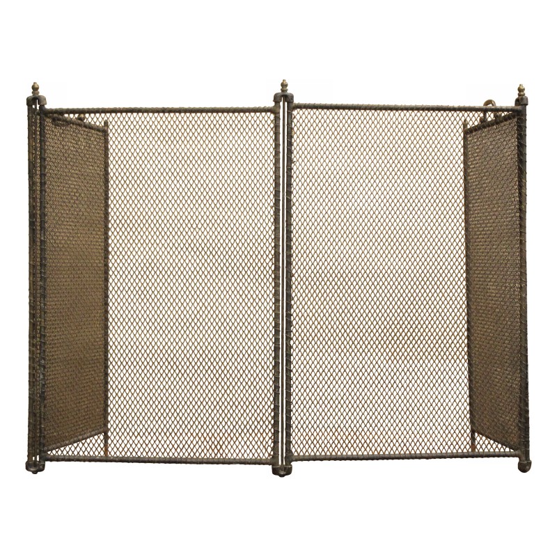 Pare feu en fer forgé et quatre panneaux grillagés. - Moinat - Pares-feu Pare feu en fer forgé et quatre panneaux grillagés. - Moinat - Pares-feu