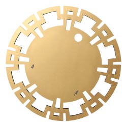 Miroir "Ying Yang" sur un cadre marron.