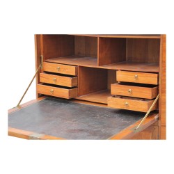 Secrétaire Louis XVI en bois de rose marqueté signé, plateau marbre.