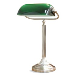 Lampe de bureau avec un abat jour en opaline vert monté sur un piétement en bronze