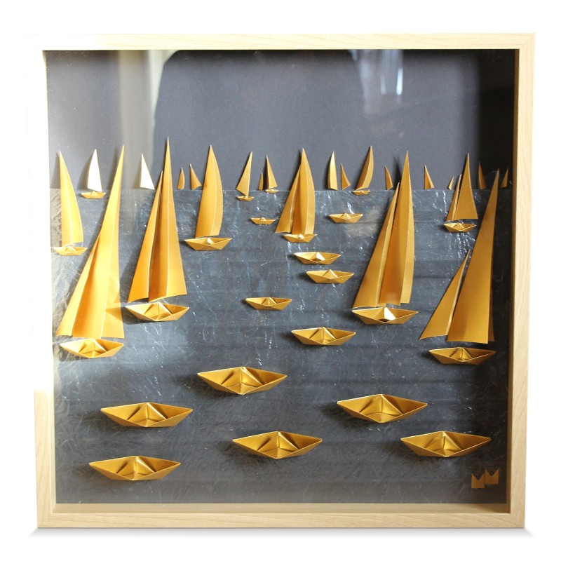 Tableau "Bateau or" de Marc Mazuir. - Moinat - Tableaux - Divers