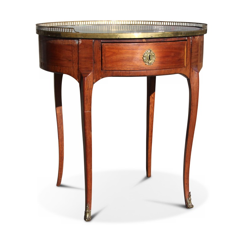 Table bouillotte dans le goût de Jean François Dubrut montée sur chêne, plateau marbre. - Moinat - Bouts de canapé, Bouillottes, Chevets, Guéridons