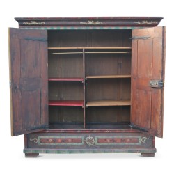 Armoire "Appenzell" en bois polychrome, décor "fleurs et oiseaux"